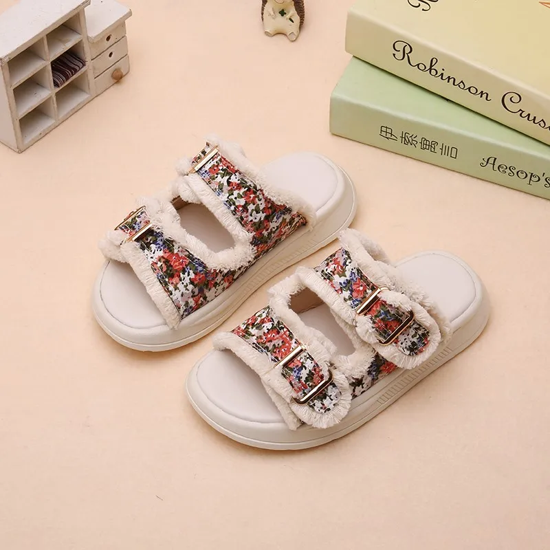 New Children Sandals for Girls Toddlers Big Kid Beach Sandals Anti-kick Fashion Simple Soft Summer Flower Shoes Casual Sandals