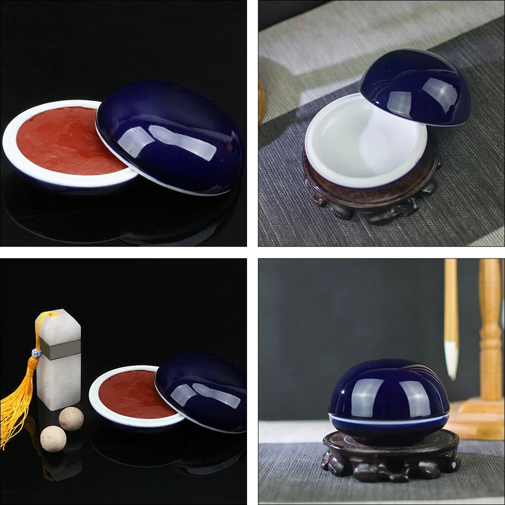 Chinese Inkpad Storage Box High Quality Porcelain Material Smooth Finish Easy Maintenance Creative Unique Design for Calligraphy