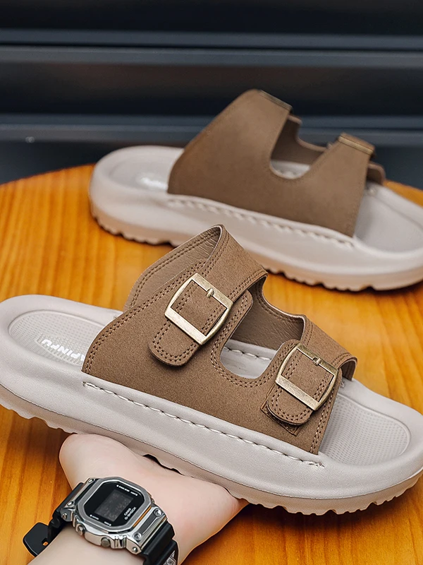 

Мужские летние уличные сандалии с защитой от скольжения, удобные, плоские, модные, новинка 2025 года, повседневные, пляжные, дышащие, из ЭВА