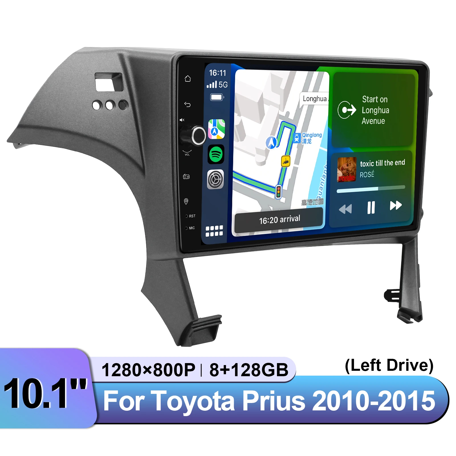 Reproductor Multimedia para Automóvil Android de 10.1 Pulgadas, Unidad Principal para Toyota Prius 2010-2013, LHD, CarPlay y Android Auto Inalámbricos, Compatible con Amplificador JBL