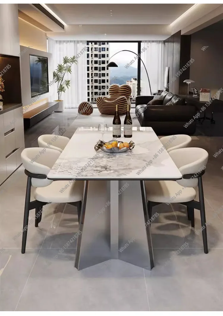 

J Italian Minimalist Rock Slab Dining Table And Chair Combination Household Dining Table Small Apartment Modern Simple Light Lux