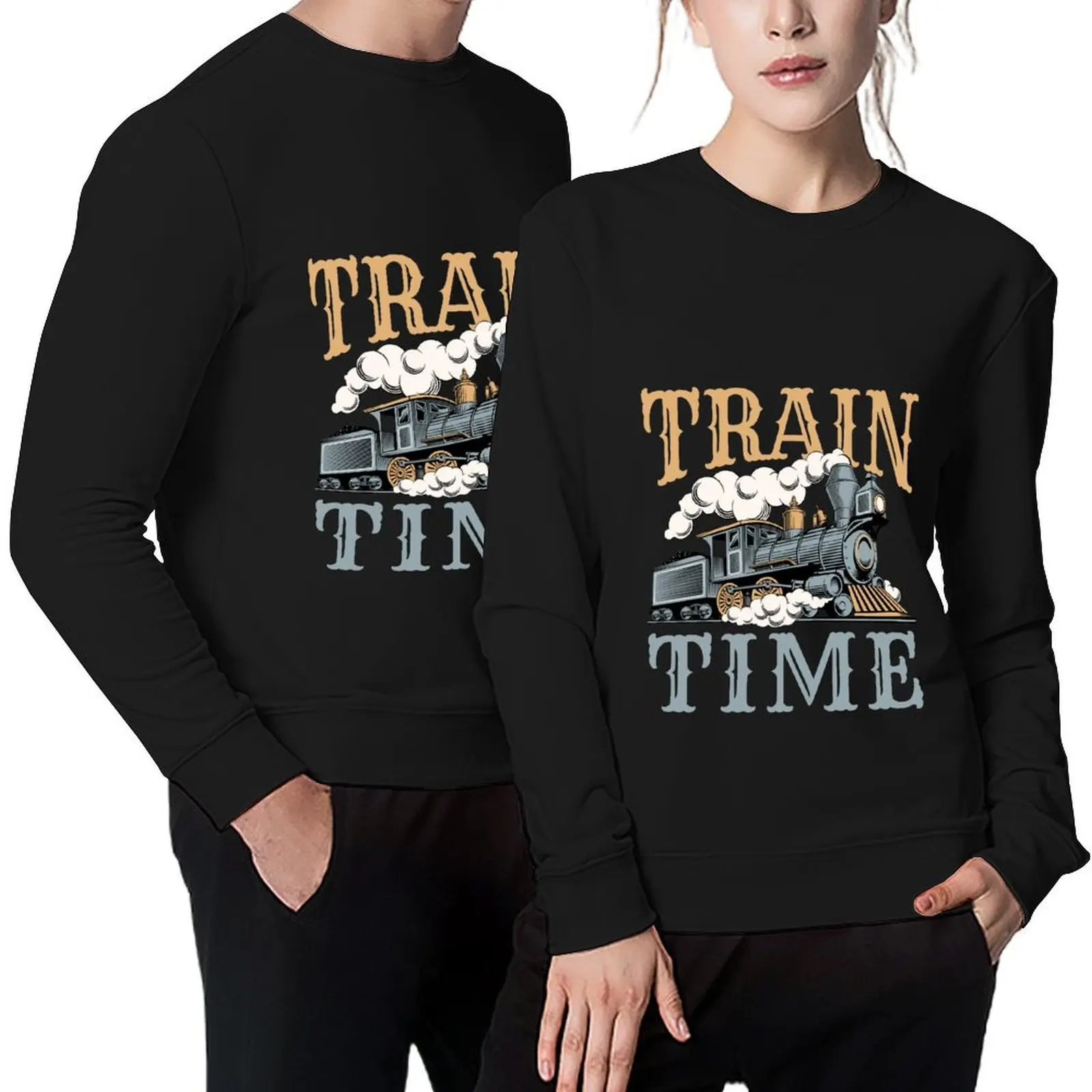 

Train Time Model Train Trains Enthusiast Pullover korean style clothes men's clothes clothes for men men's sweatshirts