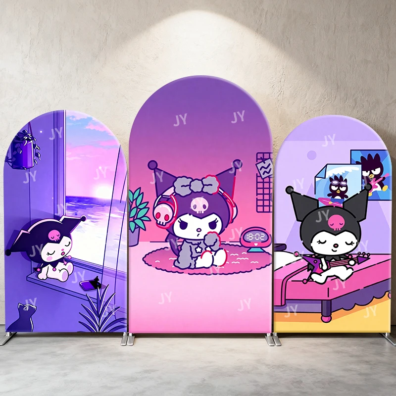 

Sanrio Kuromi Daily Life Arch Backdrop Cover Pink Purple Cute Festive Scene For Kids Birthday Baby Shower Photo Booth Background