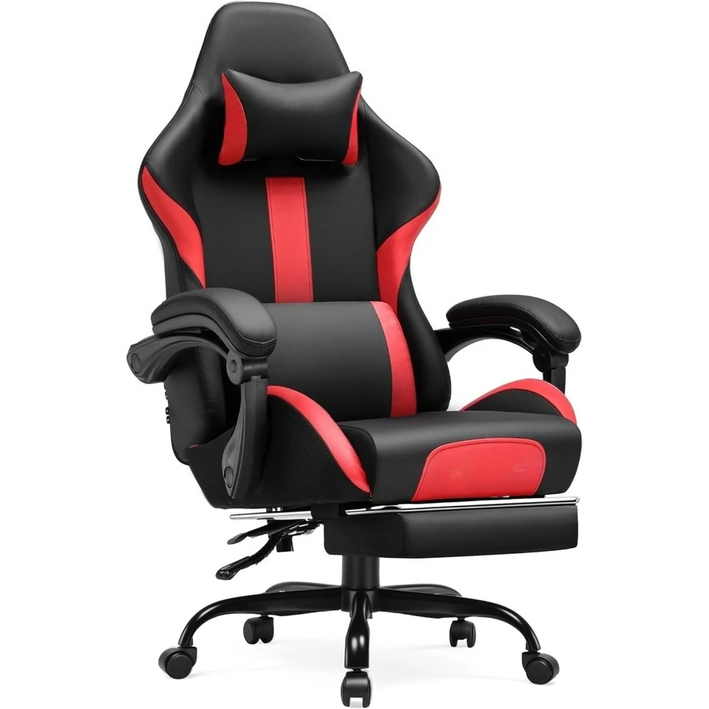 Office Chair, with Foot Rest & Pocket Spring Cushion,  Ergonomic High Back Computer Chair with Headrest & 360°-Swivel Seat