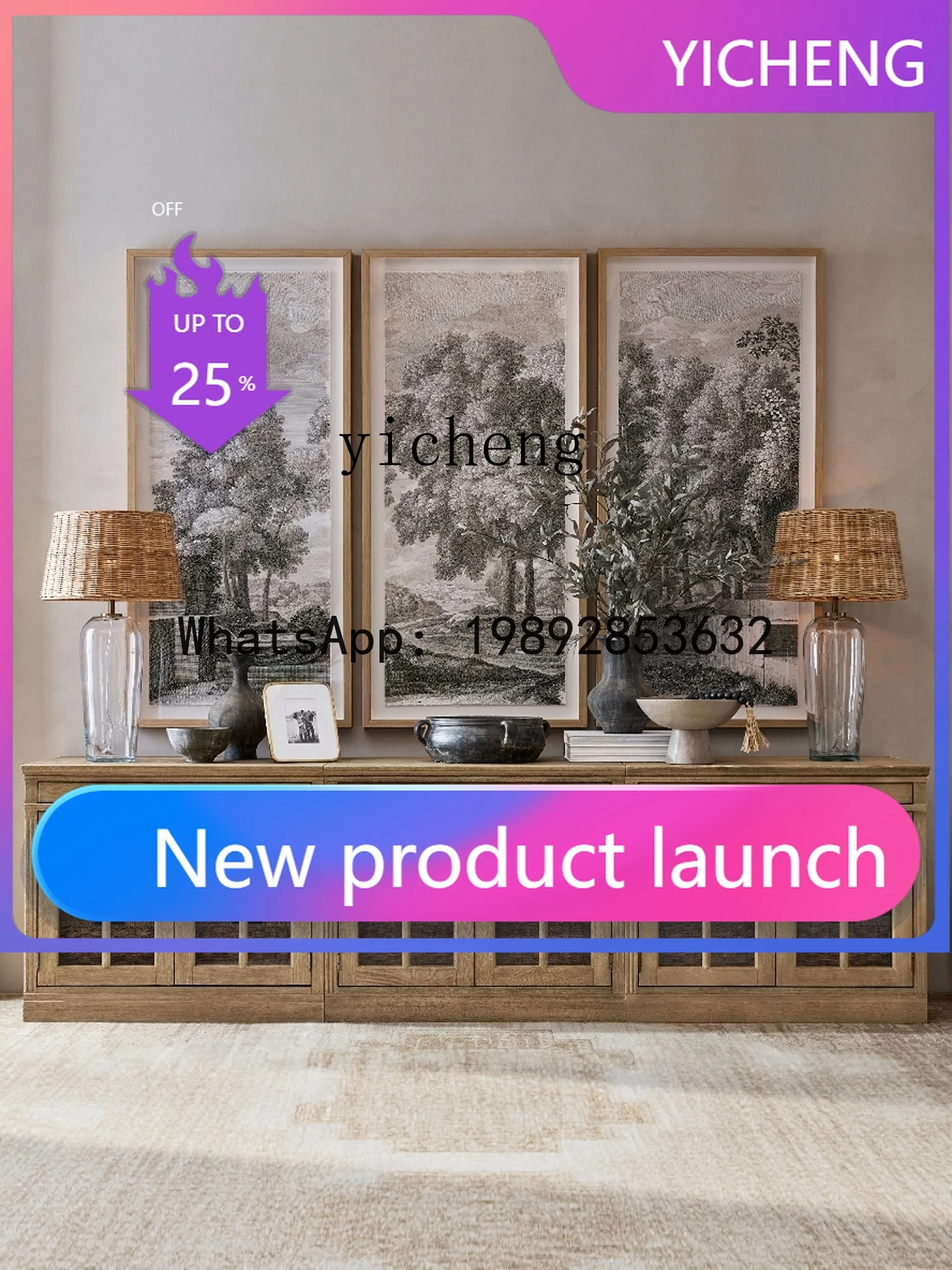 

X2 Country Solid Wood TV Cabinet Retro Combination Cabinet Natural Wood Style Sideboard High-End Furniture