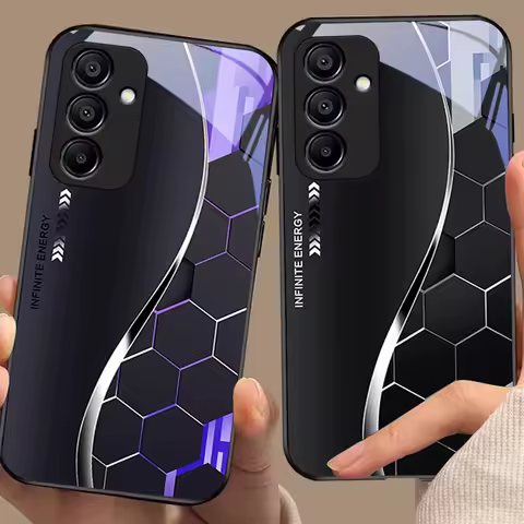 Sci Fi Silver White For Samsung Galaxy A15 5G 54 4G 51 50 24 35 90 71 12 51 53 52S 80 22 34 Black Tempered Glass Phone Case