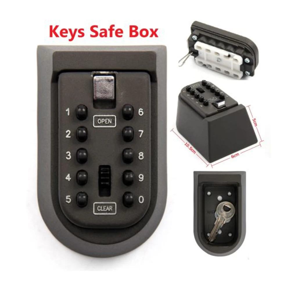 

Metal Password Key Box for Use Wall Mount Waterproof Push Button Combination Lockbox Secure for Home