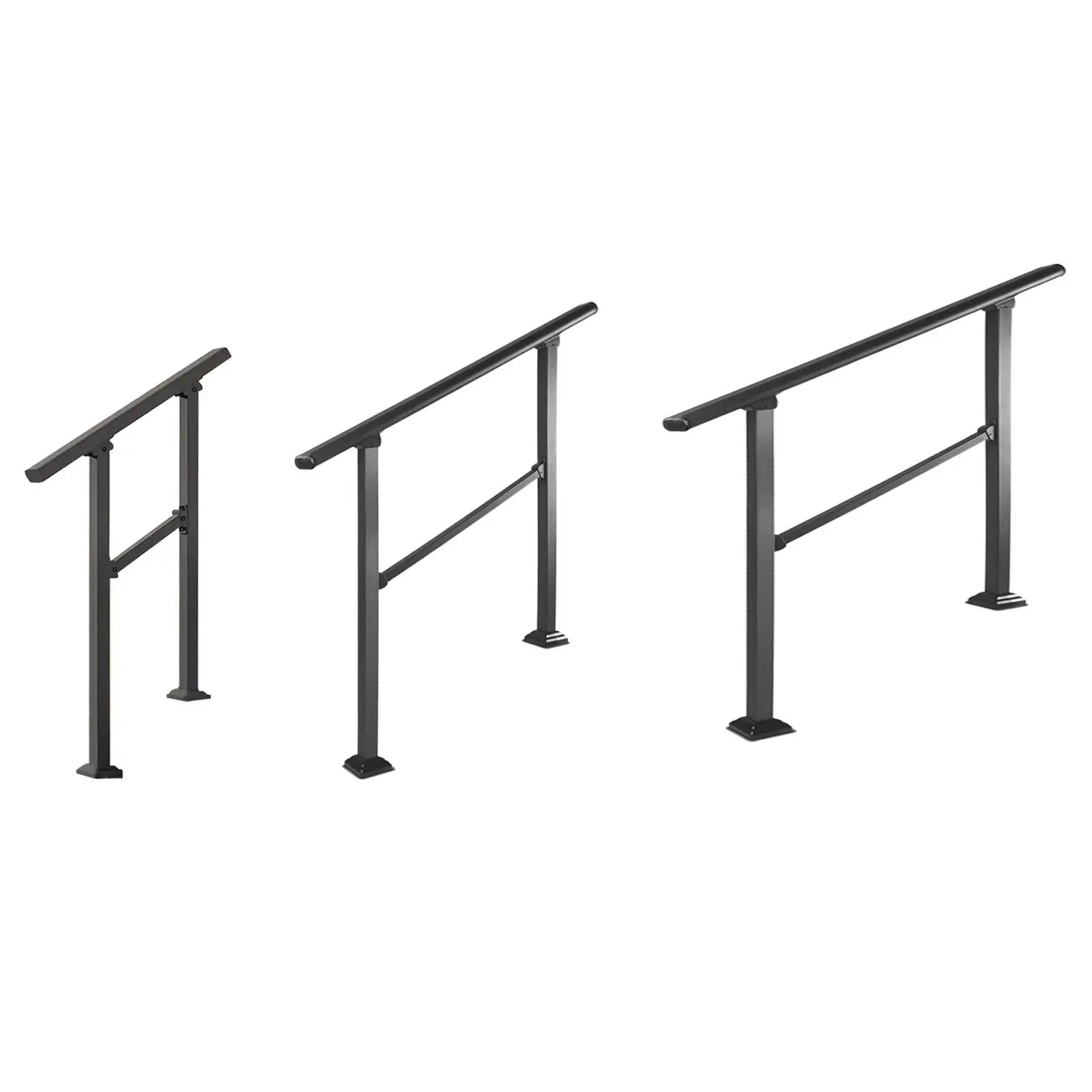 Steps Railing Fence Rail Adjustable Staircase Handrail Black Outdoor Stairs Railing for Concrete Steps Porch Steps Courtyard