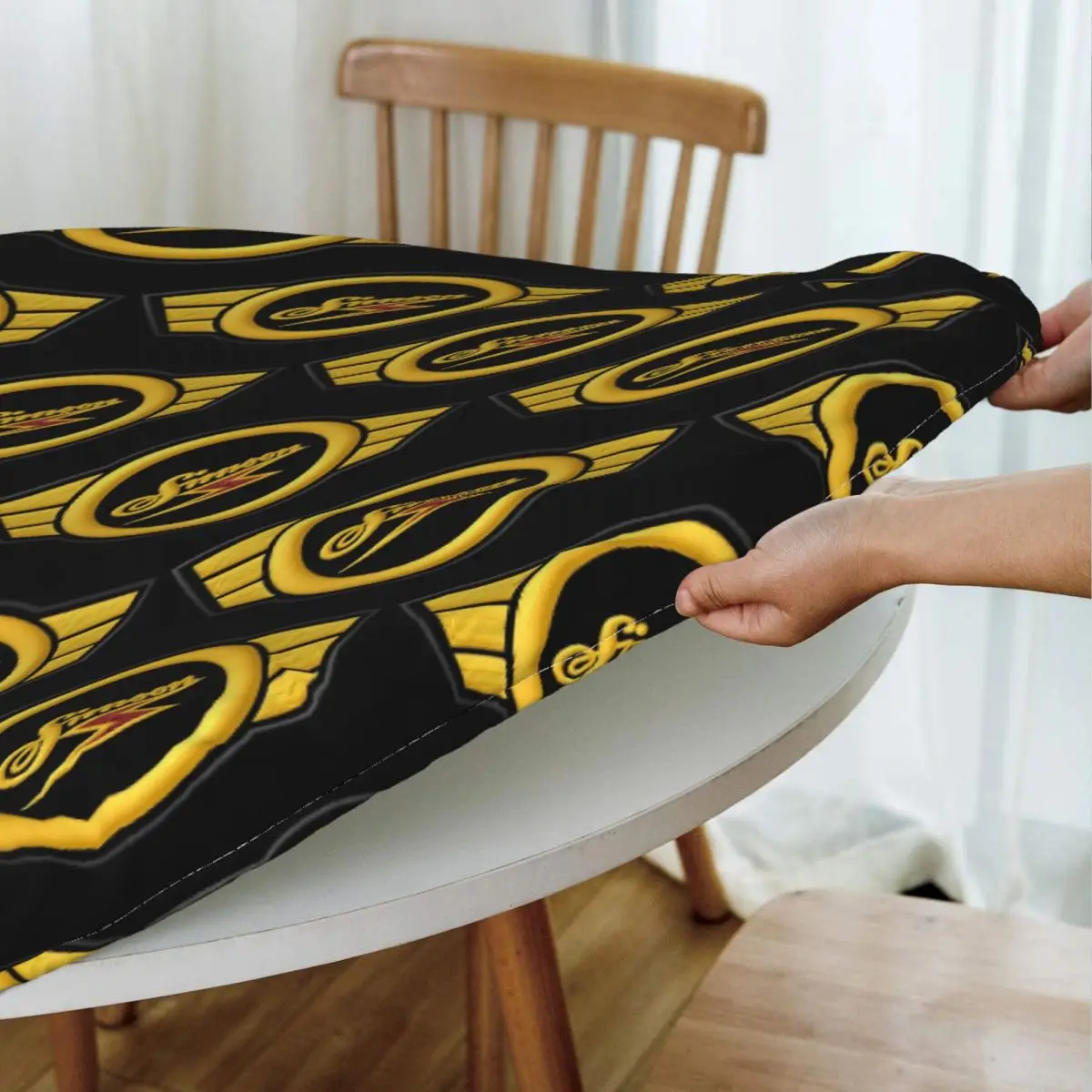 Motorcycle S-Simsons Waterproof Round Tablecloth Oilproof Table Cloth for Kitchen Events Dining Table Cover