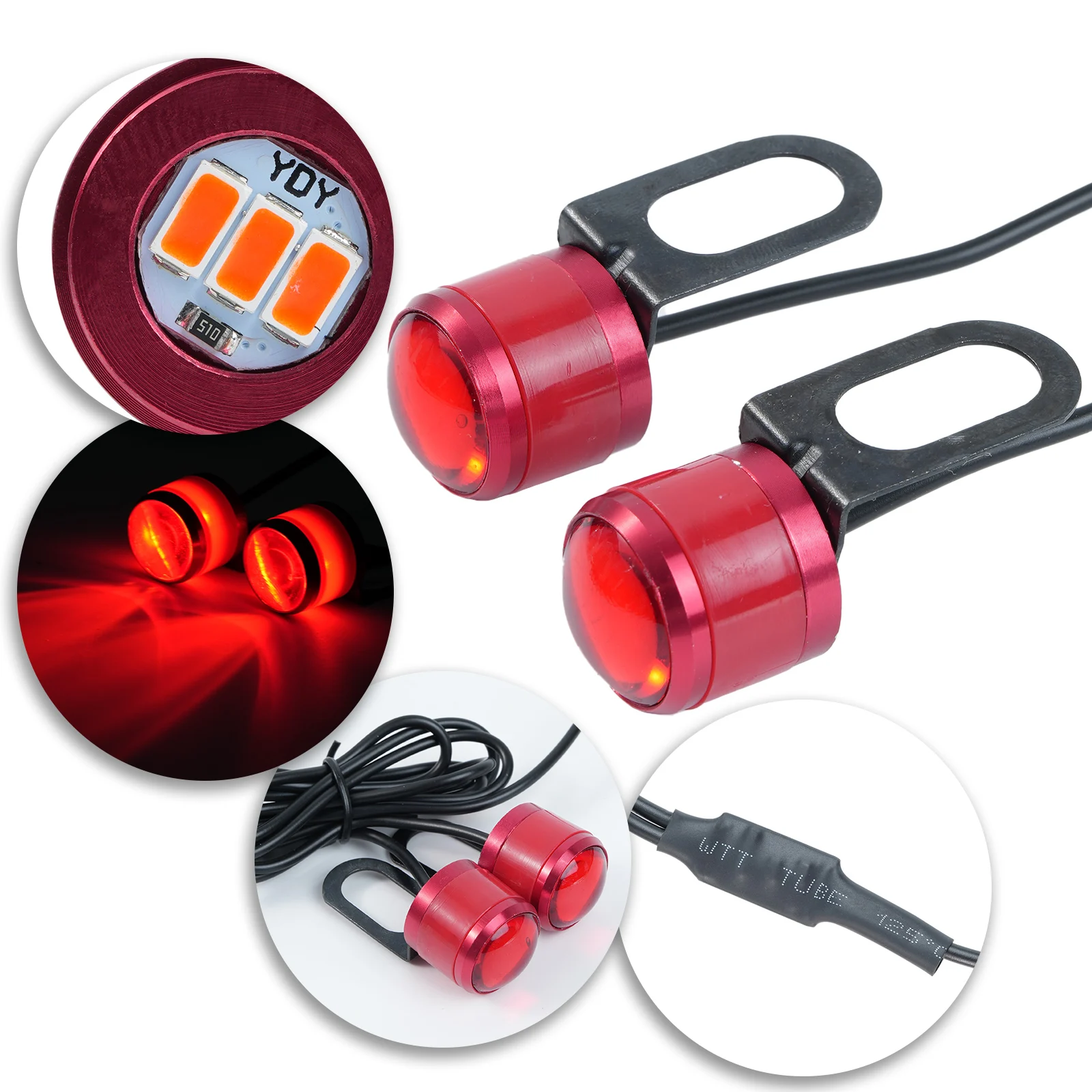 

Red Strobe Motorcycle Daytime Running Light LED Fog Light Eagle Eye Driving Lamp Headlight Red 12V Decor Motorcycle Accessories