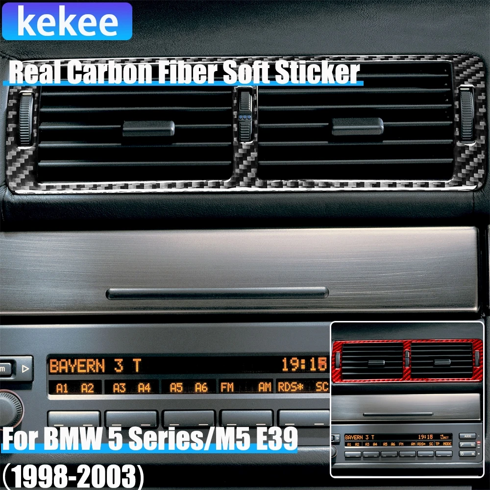 

Real Carbon Fiber Car Accessories Center Air Vent Trim Cover Soft Sticker For BMW 5 Series/M5 E39 1998 1999 2000 2001 2002 2003