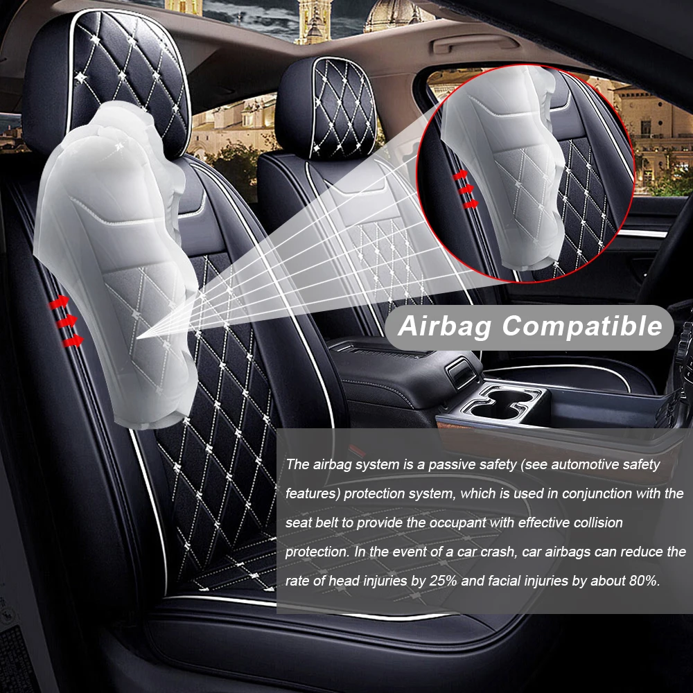 Deluxe Car Seat Covers for Chevrolet Silverado GMC Sierra Pickup 2007-2022 1500 Synthetic PU Leather Protective Cover Full Set