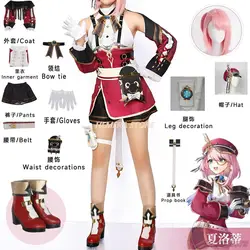 New Charlotte Cosplay Genshin Impact Wig Costume Hat Fontaine Uniform Clothing Girl Anime Cosplay Cute Girl Clothes Halloween