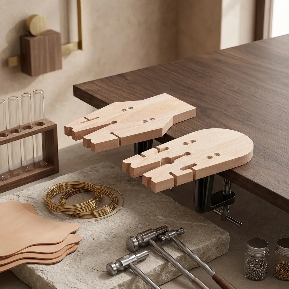 Rubber Wood Table Clamp for Jewelry Making and Woodworking Projects Featuring Multi Slot Positioning Structure