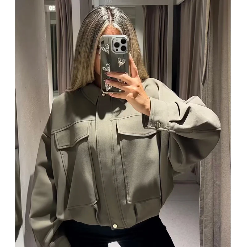 

2026 Новые женские куртки, весенние свободные элегантные весенние теплые куртки с рукавами «летучая мышь» и большим карманом, пальто, женские шикарные молодежные модные пальто