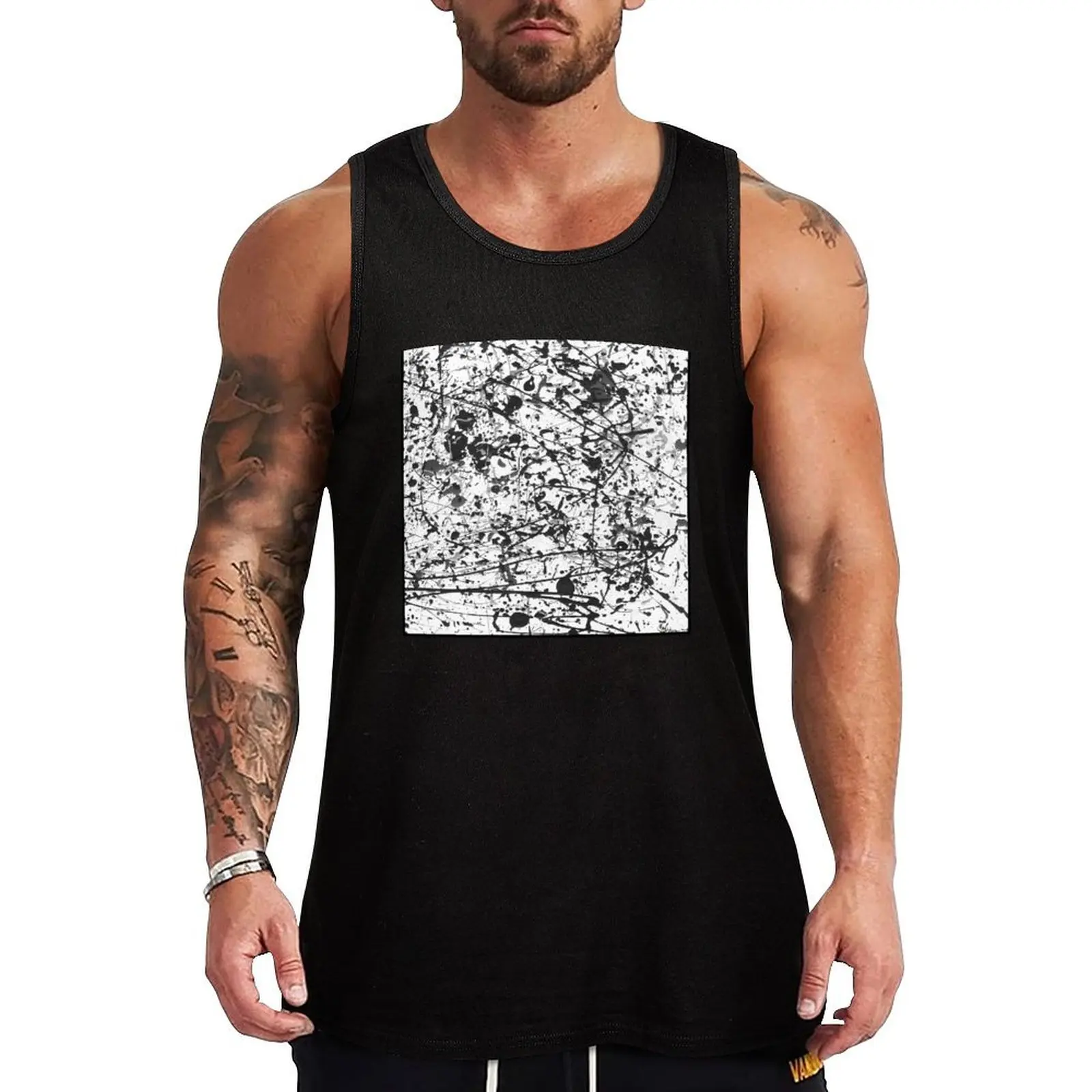 

Mijumi Pollock Black and White Tank Top Basic Layering Tank Top Soft Cotton Sleeveless Shirt
