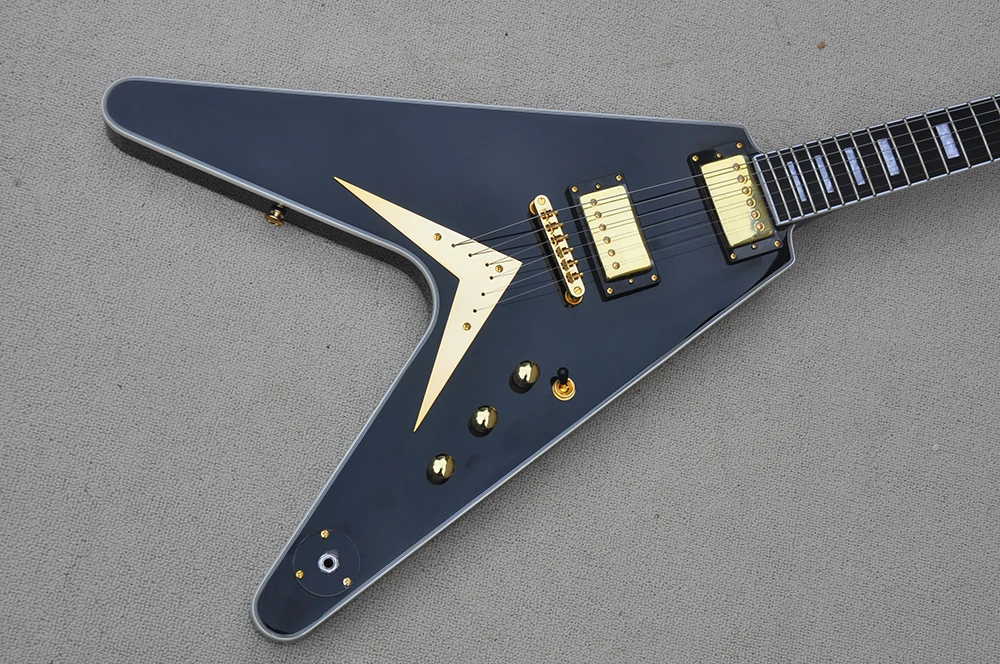 Black V Electric Guitar with Rosewood Fretboard,24 Frets,Customized Logo/Color Available