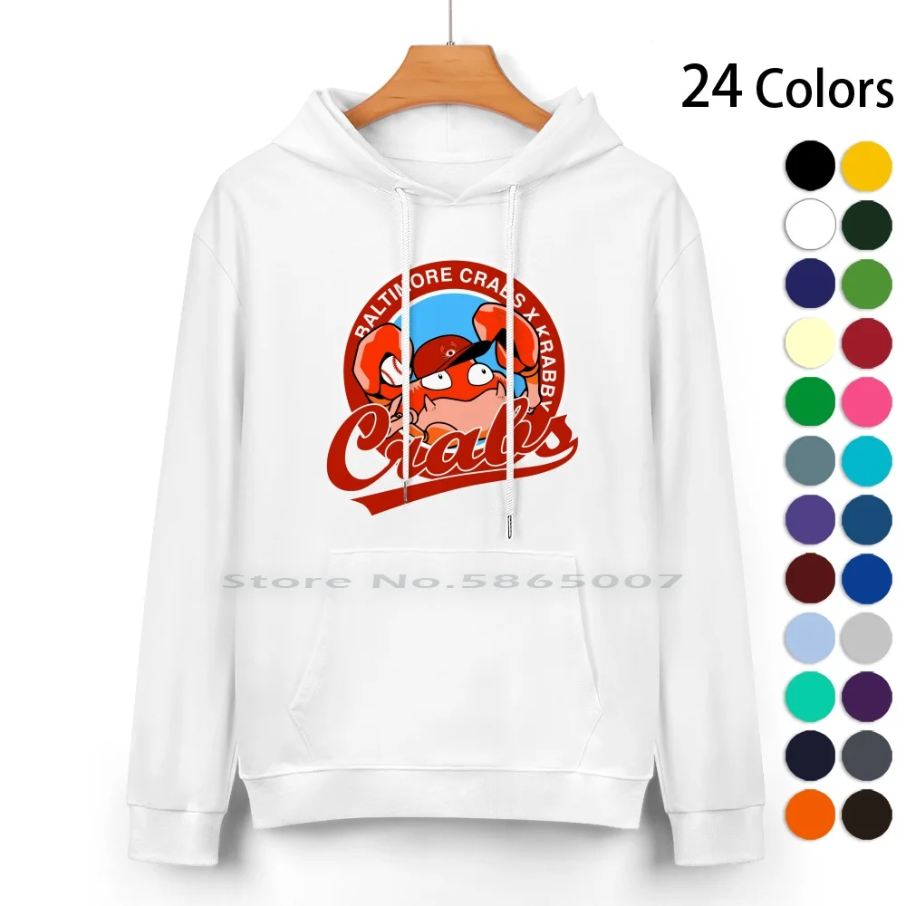 Baltimore Crabs X Krabby Pure Cotton Hoodie Sweater 24 Colors Blaseball Crabs Baltimore Krabby Baseball Maryland Hiroshima Carp