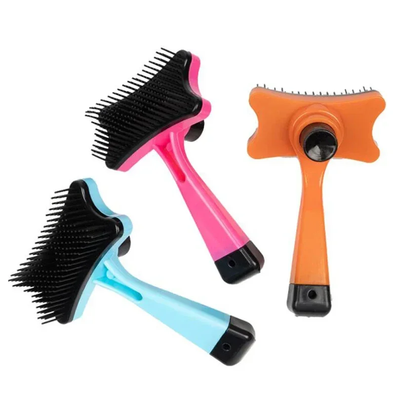 Hot Sale! Remove Tool Dog Cat Loose Hair Comb for Pet Faces Fur Nozzle Grooming Blue,Pink,Orange Pet Brush Automatic Plastic