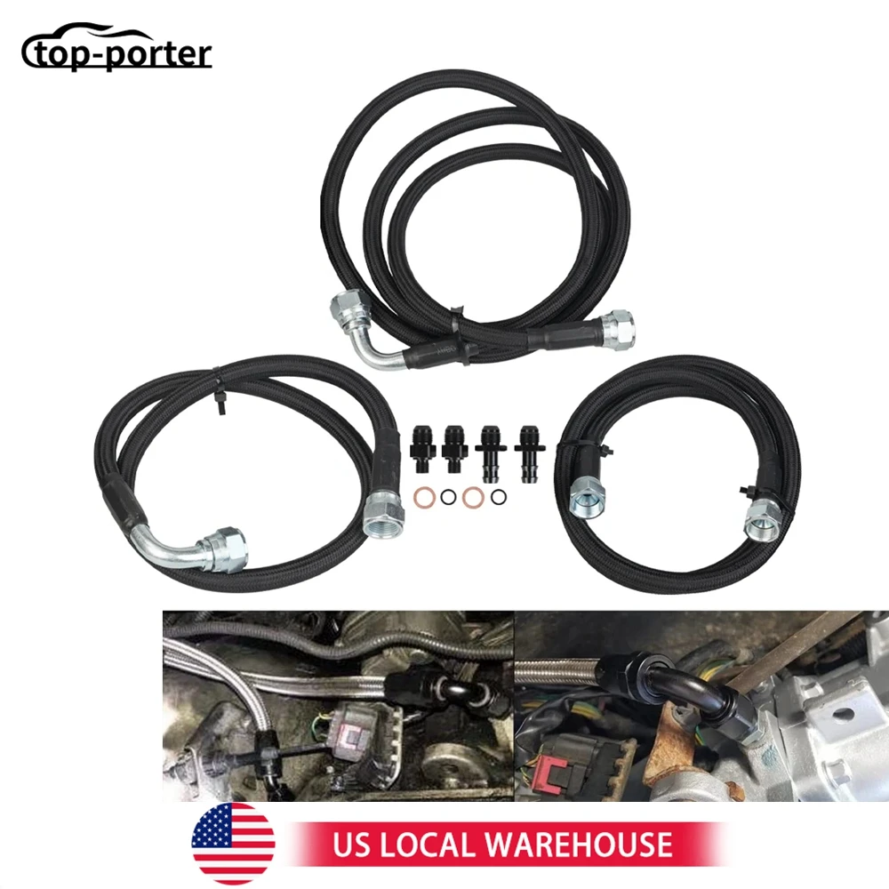 

For Dodge Ram Cummins 2003-2007 2500/3500 Cummins 5.9L 48RE Transmission Cooler Hoses Lines Kit Fits TF-1119-BK
