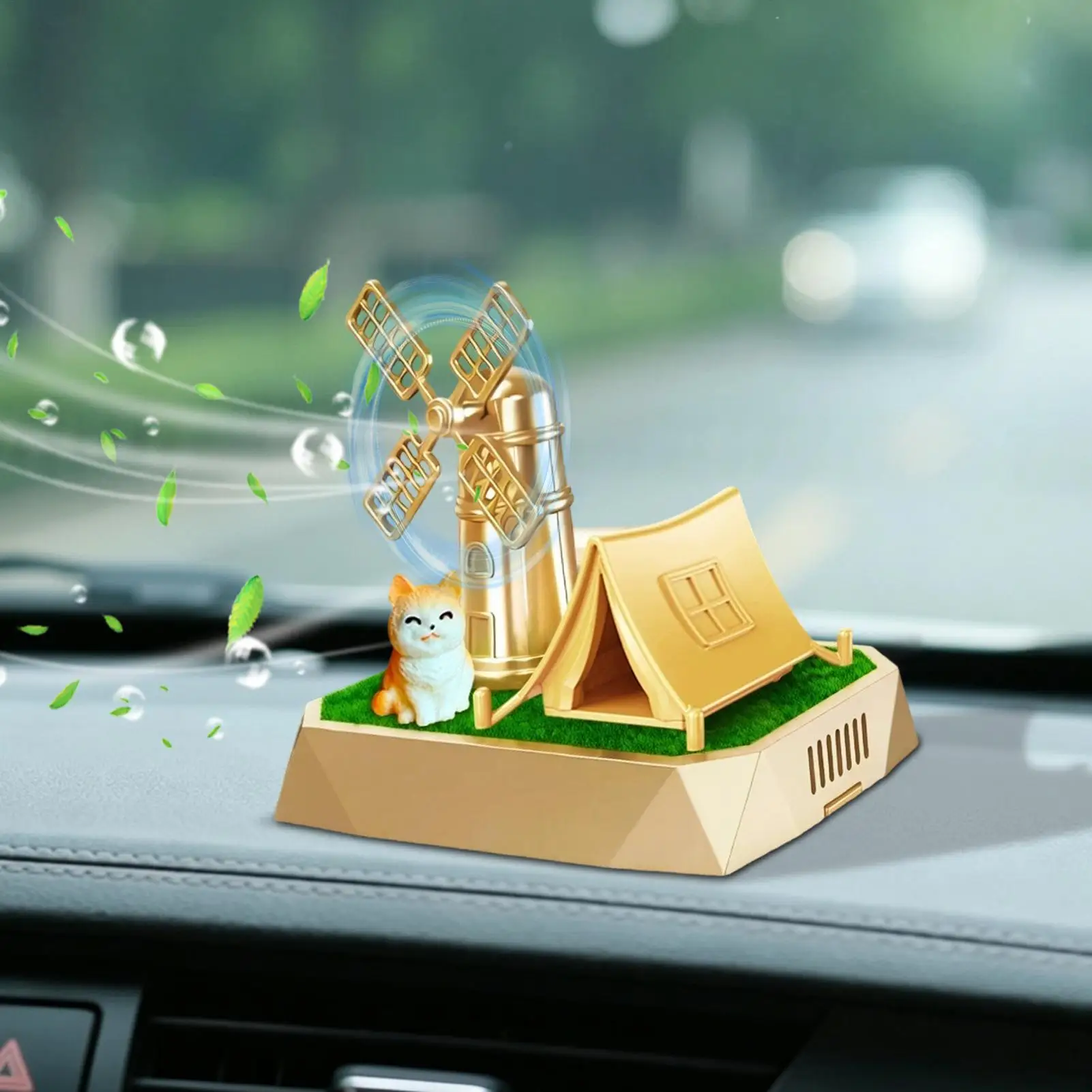 Car Scent Windmill Shaped Solar Rotating Fragrance Automotive Air Fresheners For Vehicle Truck SUV RV Interior Dashboard Commute