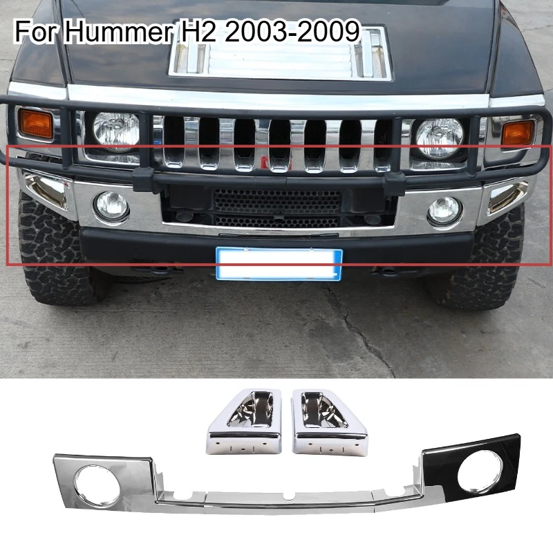 

Для Hummer H2 2003-2009 ABS серебристый автомобильный передний бампер нижняя накладка передние противотуманные фары накладка внешние аксессуары автомобиля