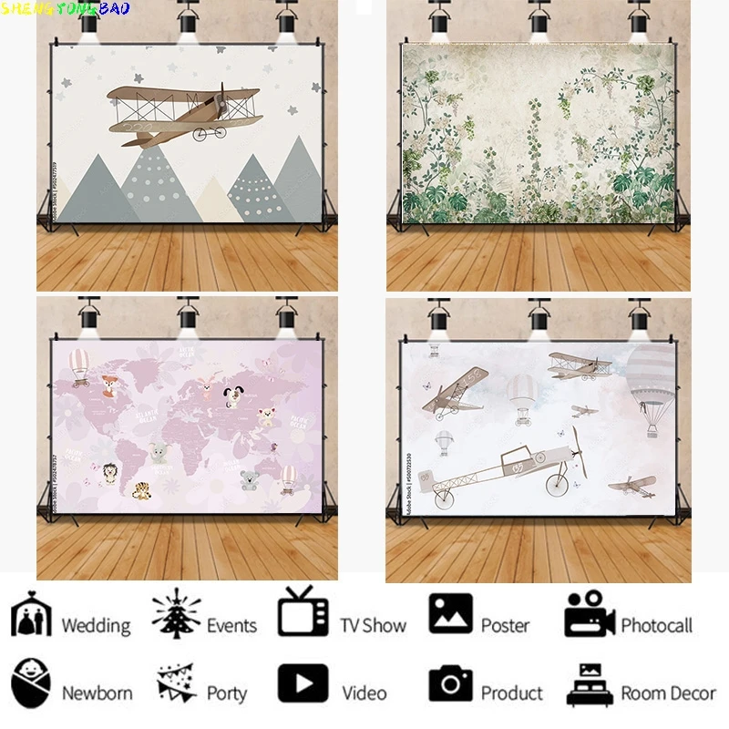 

African Wildlife Jungle Map Forest Photography Backdrops Props Newborn Baby Birthday Party Photo Studio Background QQW-01