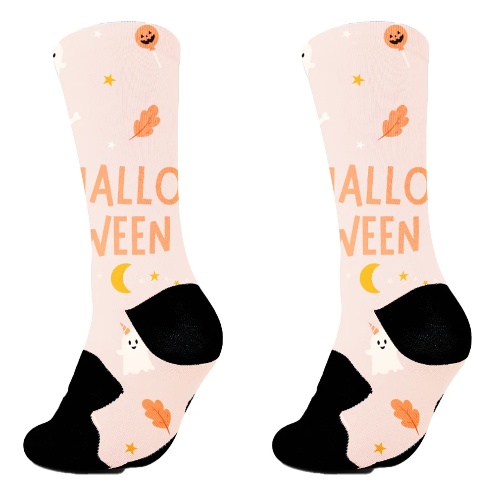 New Men's Socks Large Size Cotton Funny Autumn Winter Festive Gift Socks for Male Cartoon Witch Pumpkin Halloween Socks ﻿