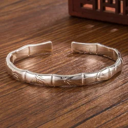 New Arrival Sliver Plated High Quality Sliver Color Multi Segment Bamboo Open Adjustable Bracelets Bangle Women