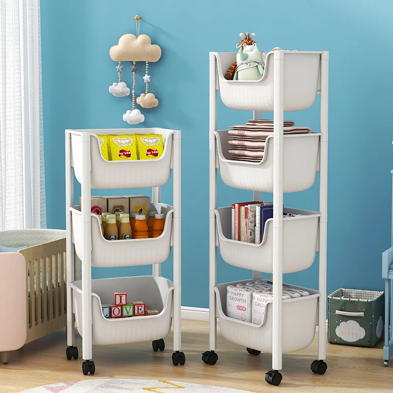 Living room, kitchen, bedroom, bathroom storage rack, multi-level household trolley with wheels, removable bookshelf shelf