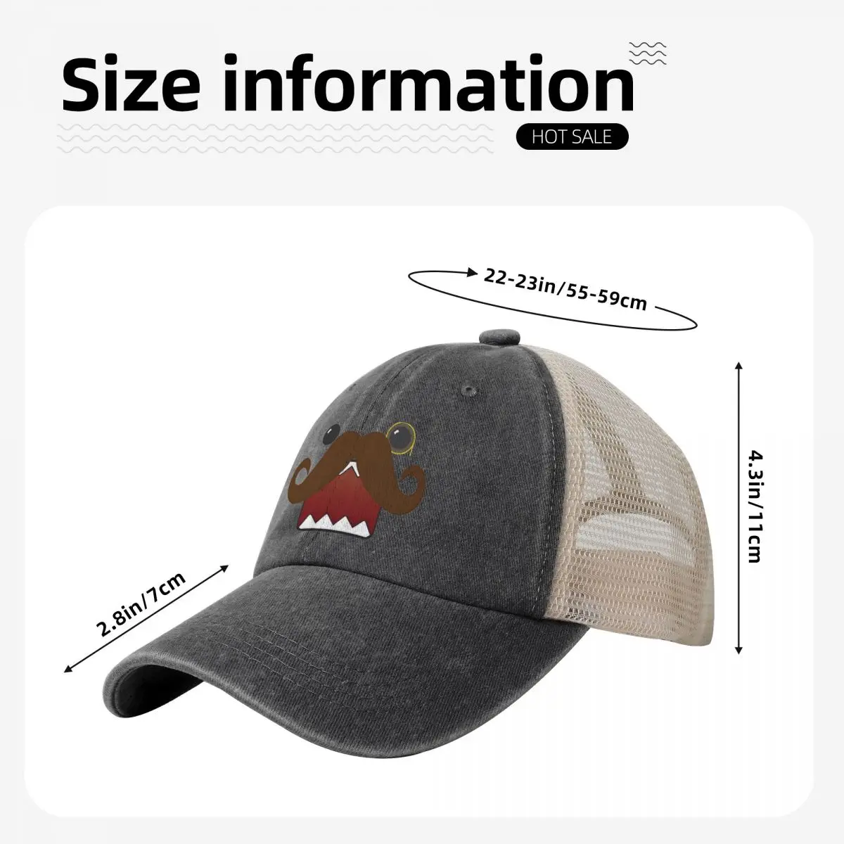 Mustache Domo Professor Domo Kun Doll Face Casual Baseball Cap Tennis Skate Trucker Hat Spring Unisex-Teens Cool Baseball Caps