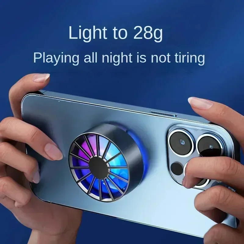 مبرد الهاتف RGB المغناطيسي المبرد بالهواء خفيف الوزن منخفض الضوضاء مروحة تبريد لألعاب الهاتف المحمول PUBG Genshin Impact Fast Heat Dissipati