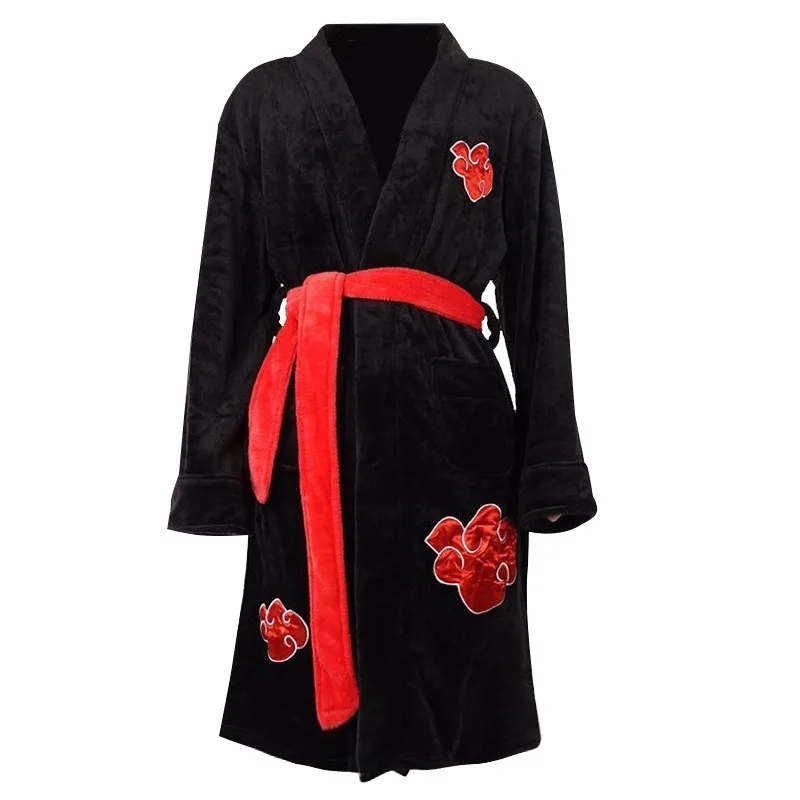 Naruto The Robe Akatsuki Anime Uchiha Itachi Generation Shadows Albornoz grueso de franela camisón térmico para pijama joven