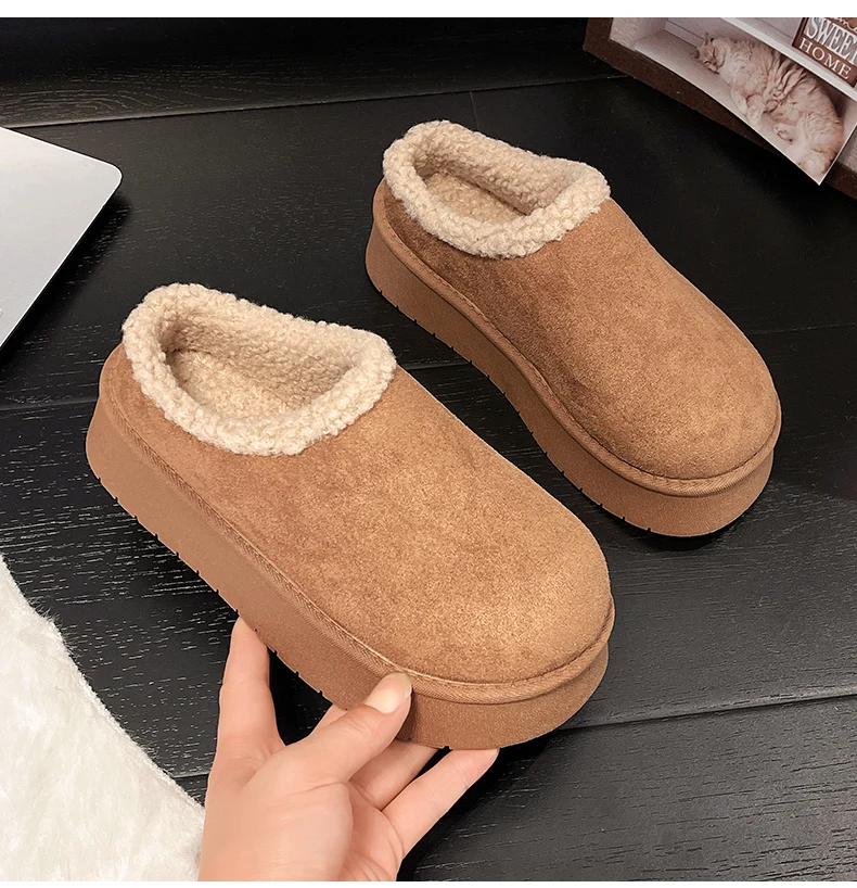 أحذية نسائية عصرية جديدة بنعال سميكة وقطيفة على قدم واحدة، أحذية ثلج بسيطة ومتعددة الاستخدامات ومريحة ودافئة #3