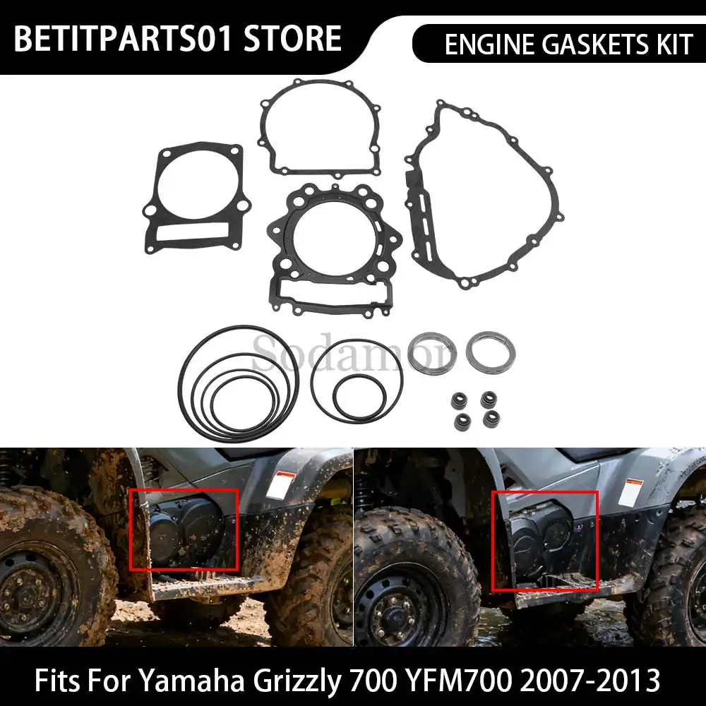 

Motorcycle Accessories 1 Set ATV Engine Gasket Kit Top & Bottom End Set For Yamaha Rhino 700 YXR700F 4x4 FI 2008-2009 2011-2013
