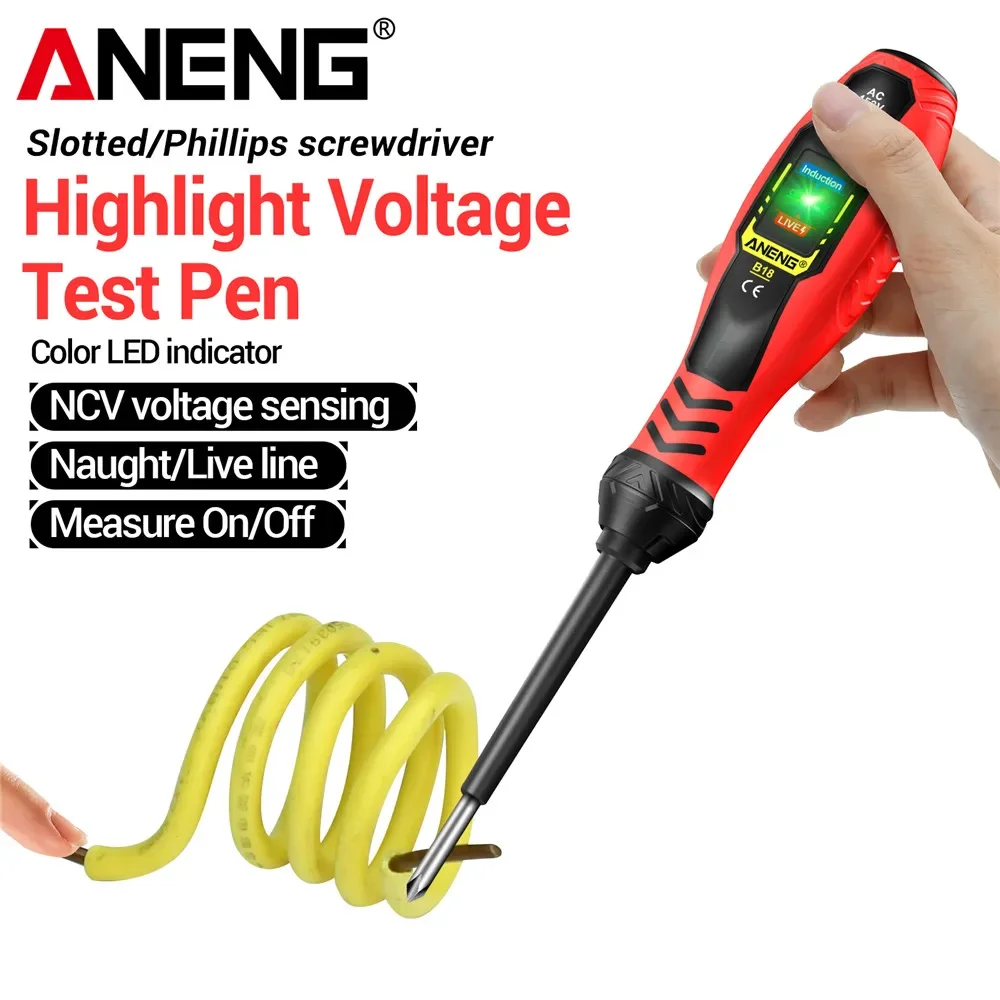 

ANENG B18 Word/Cross Screwdriver Highlight Voltage Test Pen Multi-functional NCV Voltage Induction Electrician Tester Pen Tools