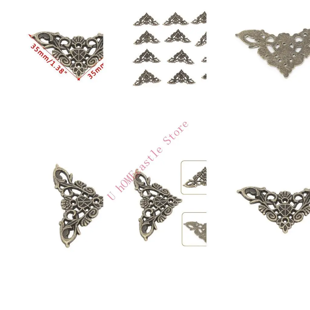 63HF 12x Antique Bronze Decorative Jewelry Gift Box Album Feet Leg Corner Protector
