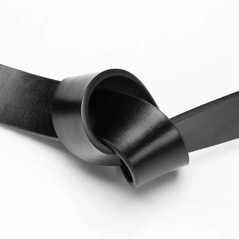 Nieuwe Heren Pu Lederen Riemen Dubbelzijdige Riemen Mannen Mode Geen Gesp Riemen Hoge Kwaliteit Zwart Bruin Zijband Tailleband 3.3Cm