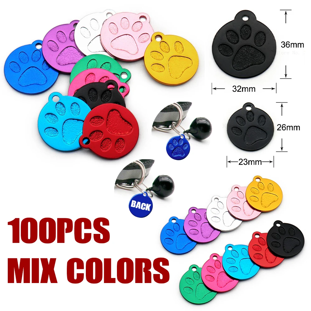 

Персонализированные 100 шт. заготовки для 3D-бирок из алюминия с отпечатком лапы, подвески-именники, аксессуары для ошейников для домашних животных