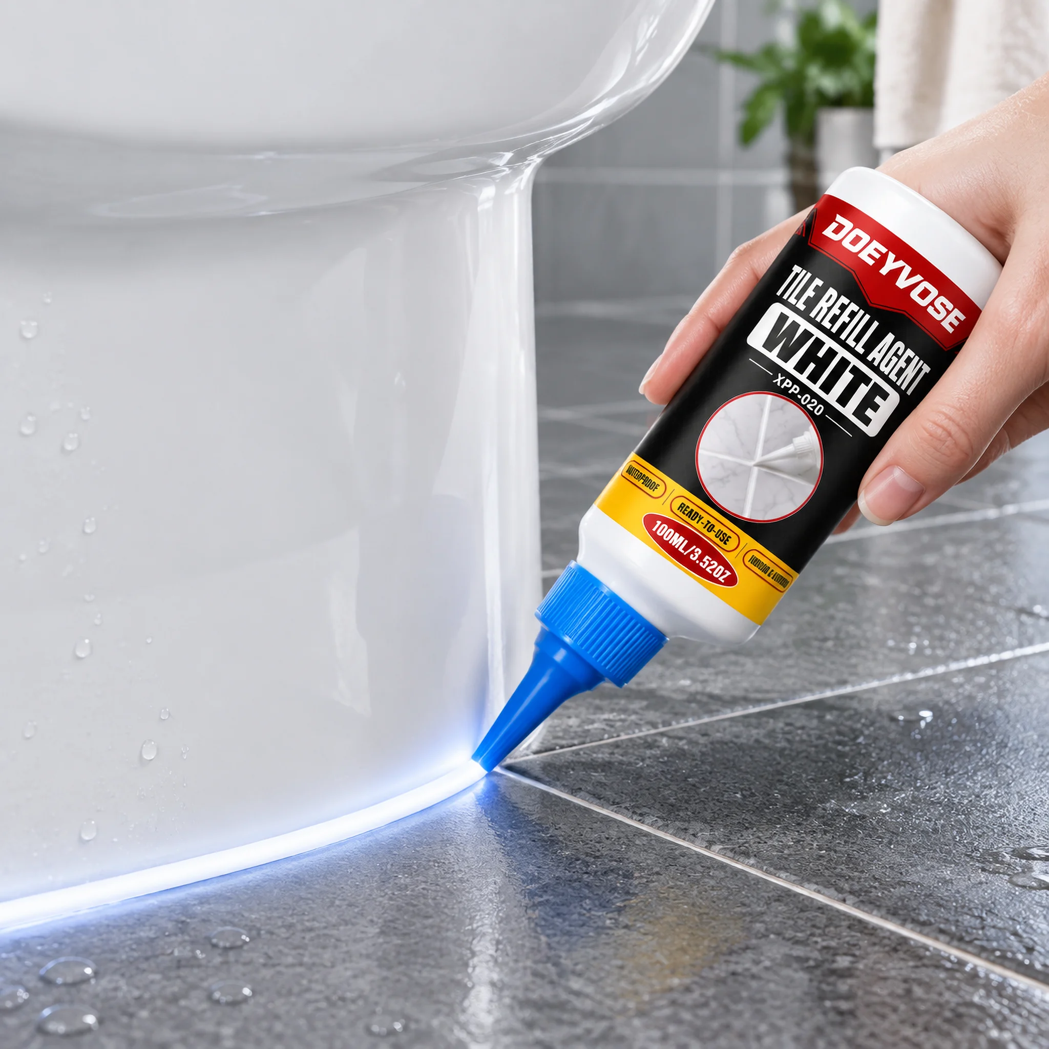 Tile Gap Refinishing Agent 150ml Fast Drying White Grout Filler, Squeeze Bottle for Tile Seam Renewal & Repair