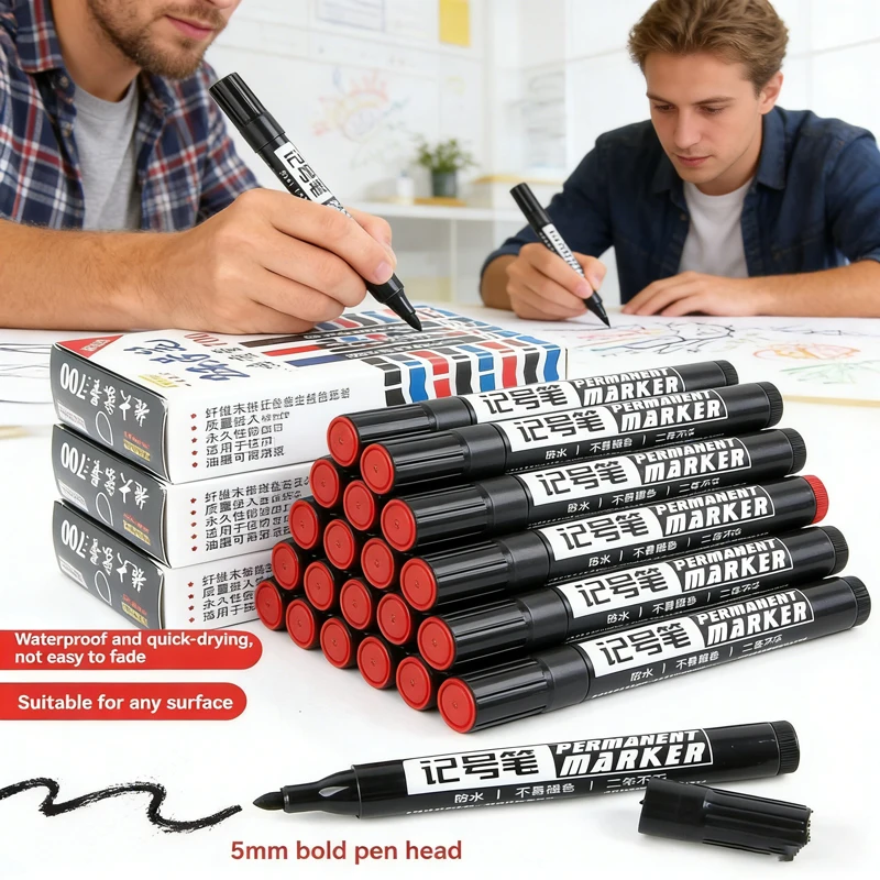 Waterproof Black Permanent Paint Markers 3/9Pcs, Oily Quick-Dry Tyre Pens, Durable Signature Stationery Supplies
