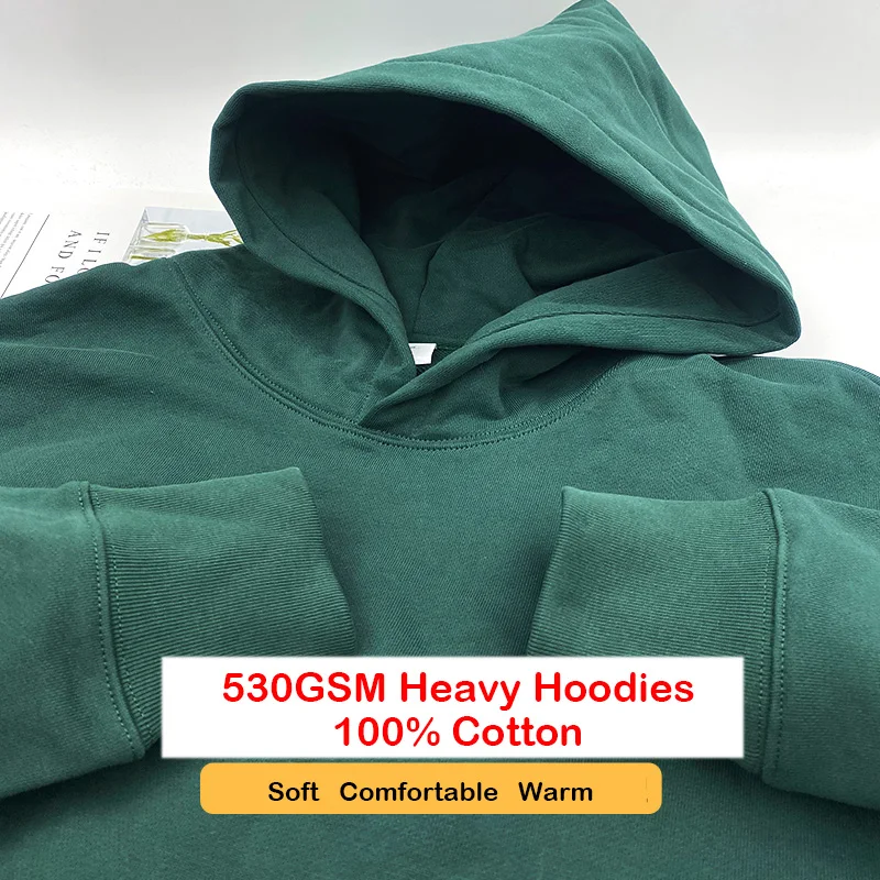 530GSM 100% Cotton French Terry High-end Heavy Weight New Fashion Pullover Winter Hoodies Pants Casual Thick Jogger Tracksuit