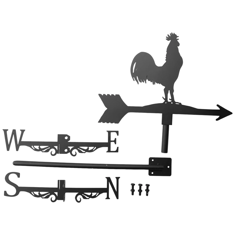 Weathervane With Animal Chickens Garden Stake Weather Vane Wind Direction Indicator Rooster Cockerel Ornament Art Craft