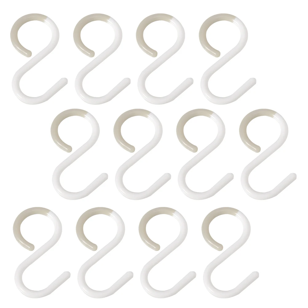 

12Pcs S-Shaped Hooks Plastic Hanging Key Hooks for Bathroom Towel Holder Kitchen Storage Organizer Anti-Slip Home Use