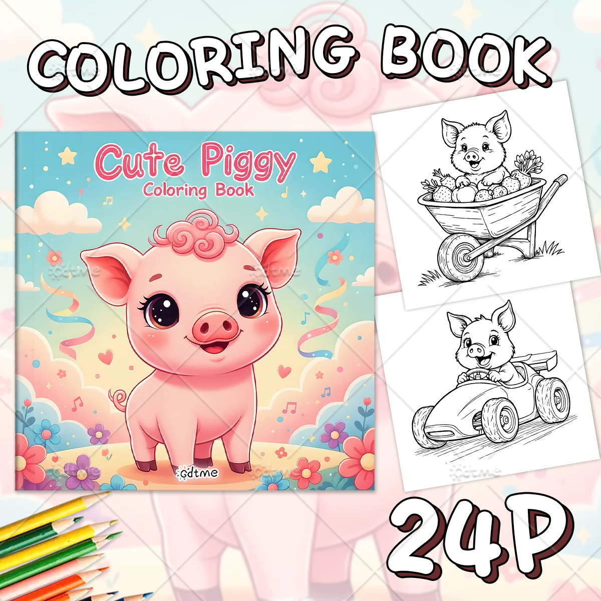 Cute Piggy Coloring Book For Adults And Teen Featuring Cute Cozy Daily Activities For Relaxation (Cozy Spaces Coloring)