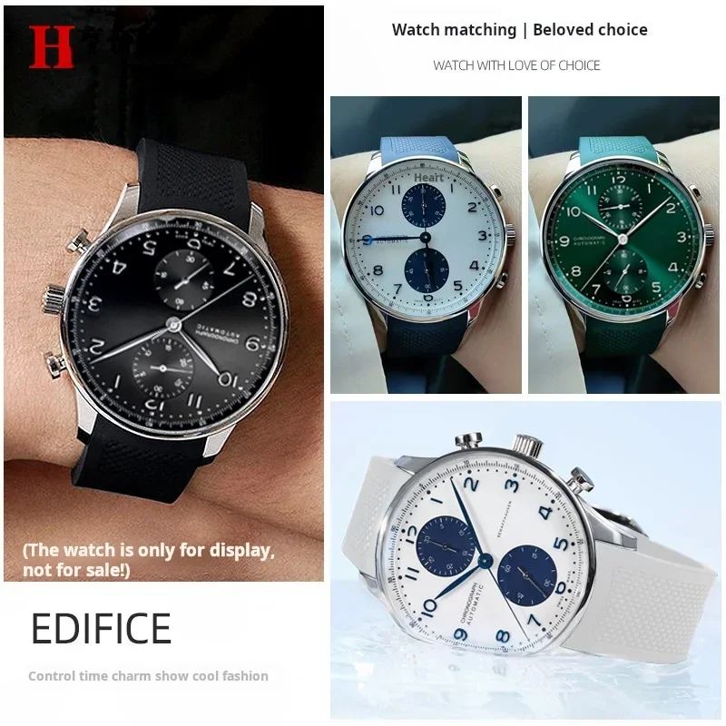 High quality Metal Curved end men watchband 20mm For IWC Portugal fluoro rubber watch Strap IW371607 IW371620 371609 accessories