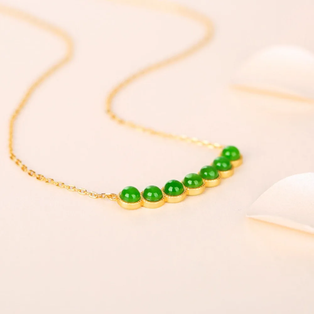 

GL Light Luxury Accessories Hetian Nephrite Smile Face Collarbone Necklace 925 Silver Fashion Commute Necklace, a Great Gift