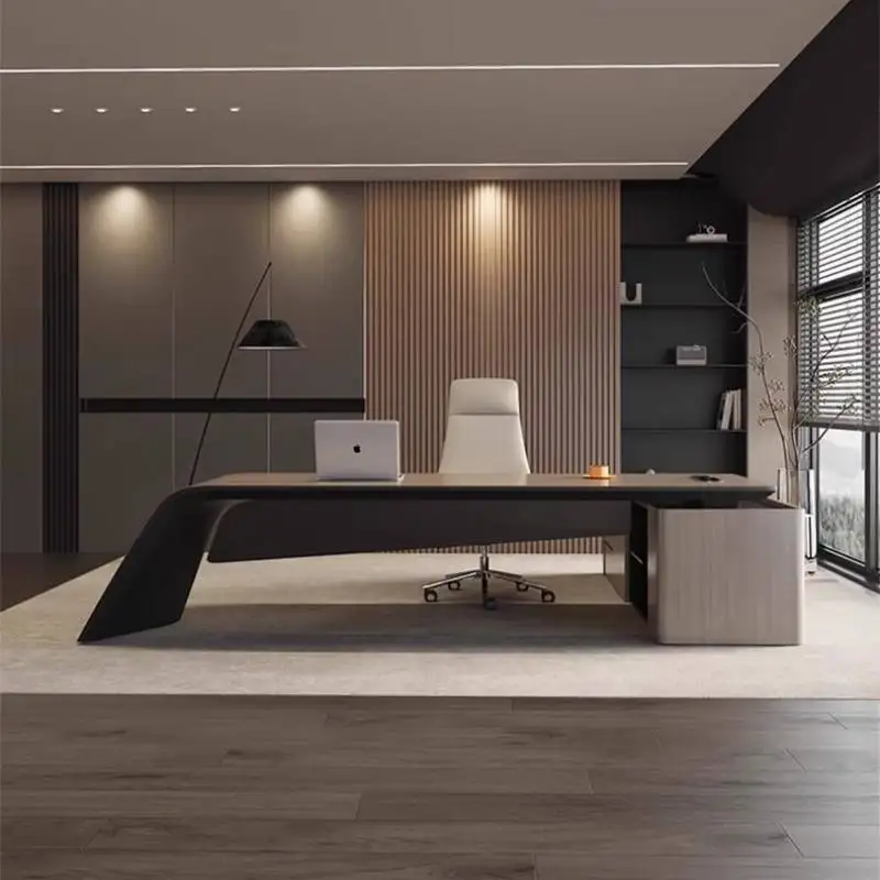 تخزين مكتب تنفيذي بني أدراج خشبية رخيصة مكتب تنفيذي حديث فاخر كبير مكتب ميسا دي Escritorio Mesa