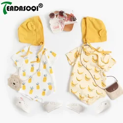 0-3Y Baby Bodysuit Clothes Jumpsuit Outfit Kids Girls Boys 2Pcs Set Banana Pineapple Print Romper Tops With Hat Costume Suit