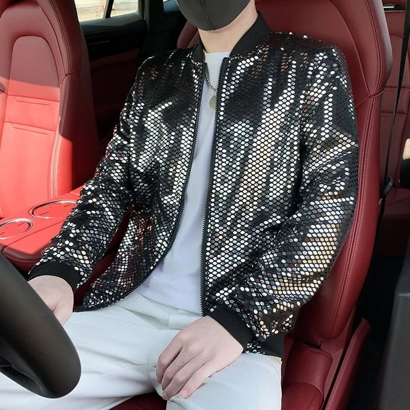 

Осенняя новая мужская персонализированная модная модная модная мужская тонкая куртка для ночного клуба, мужская одежда